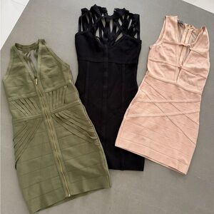 Bebe Three-sets Mini Bodycon Dresses in Black, Olive, Blush
